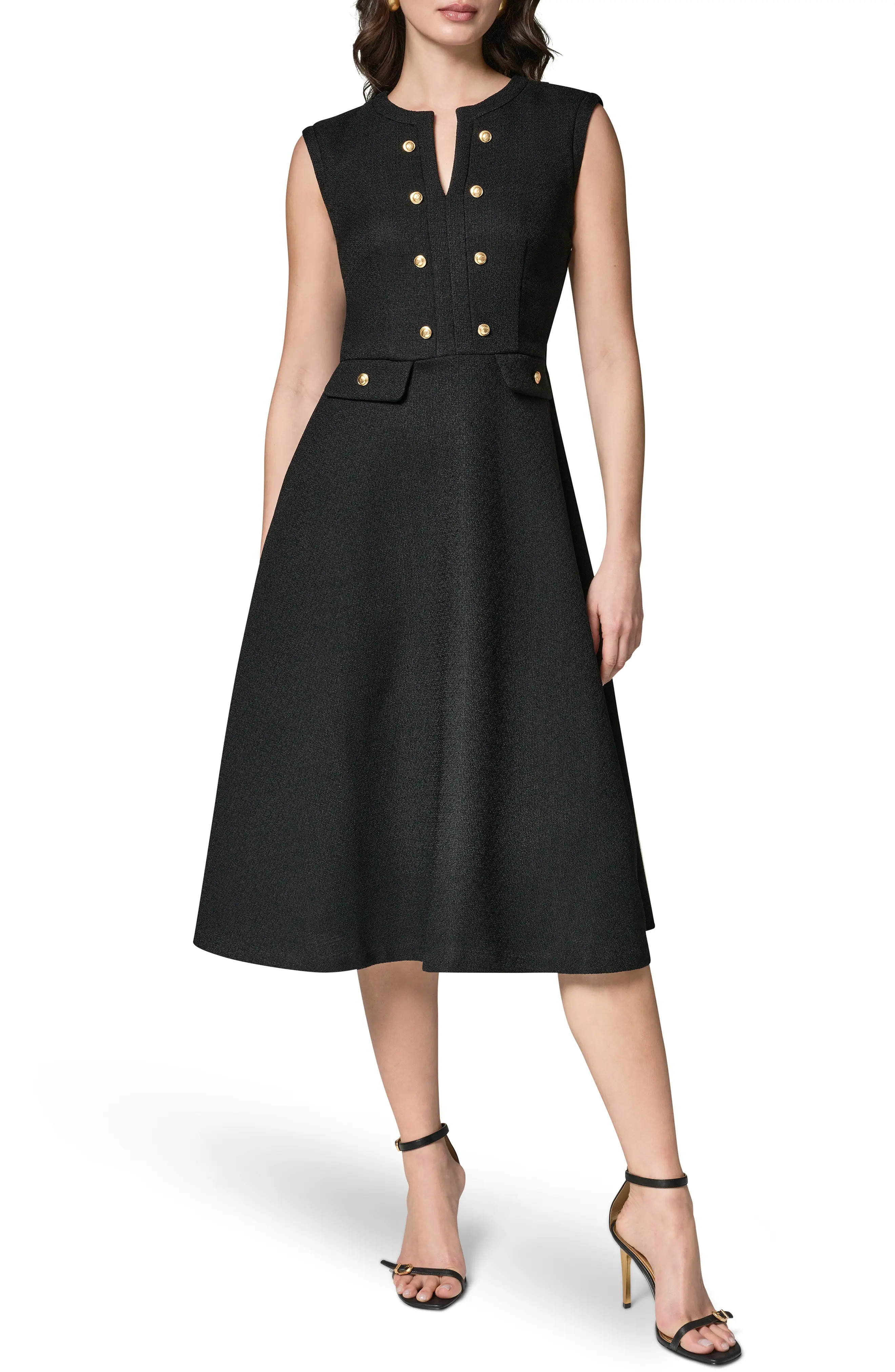 Split Neck Fit & Flare Knit Dress (Women) | Nordstrom | Nordstrom