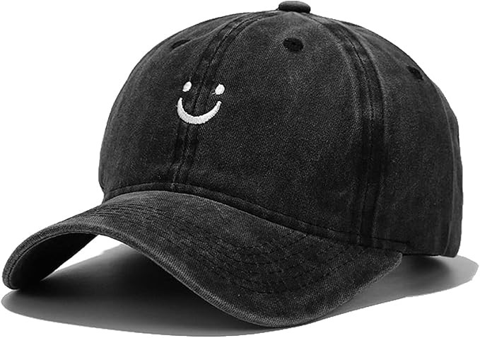 Smile Face Baseball Cap Vintage Distressed Low Profile Unstructured Cotton Dad Hat Adjustable for... | Amazon (US)