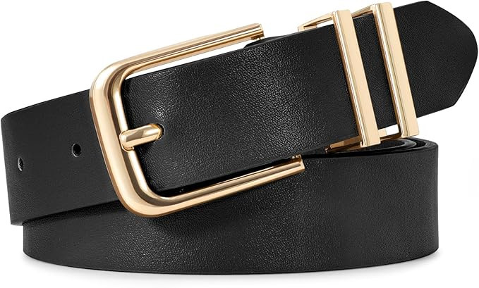 VONMELLI Women's Soft Faux Leather Belt for Jeans Pants Dress Fashion Ladies Waist Belt with Gold... | Amazon (US)