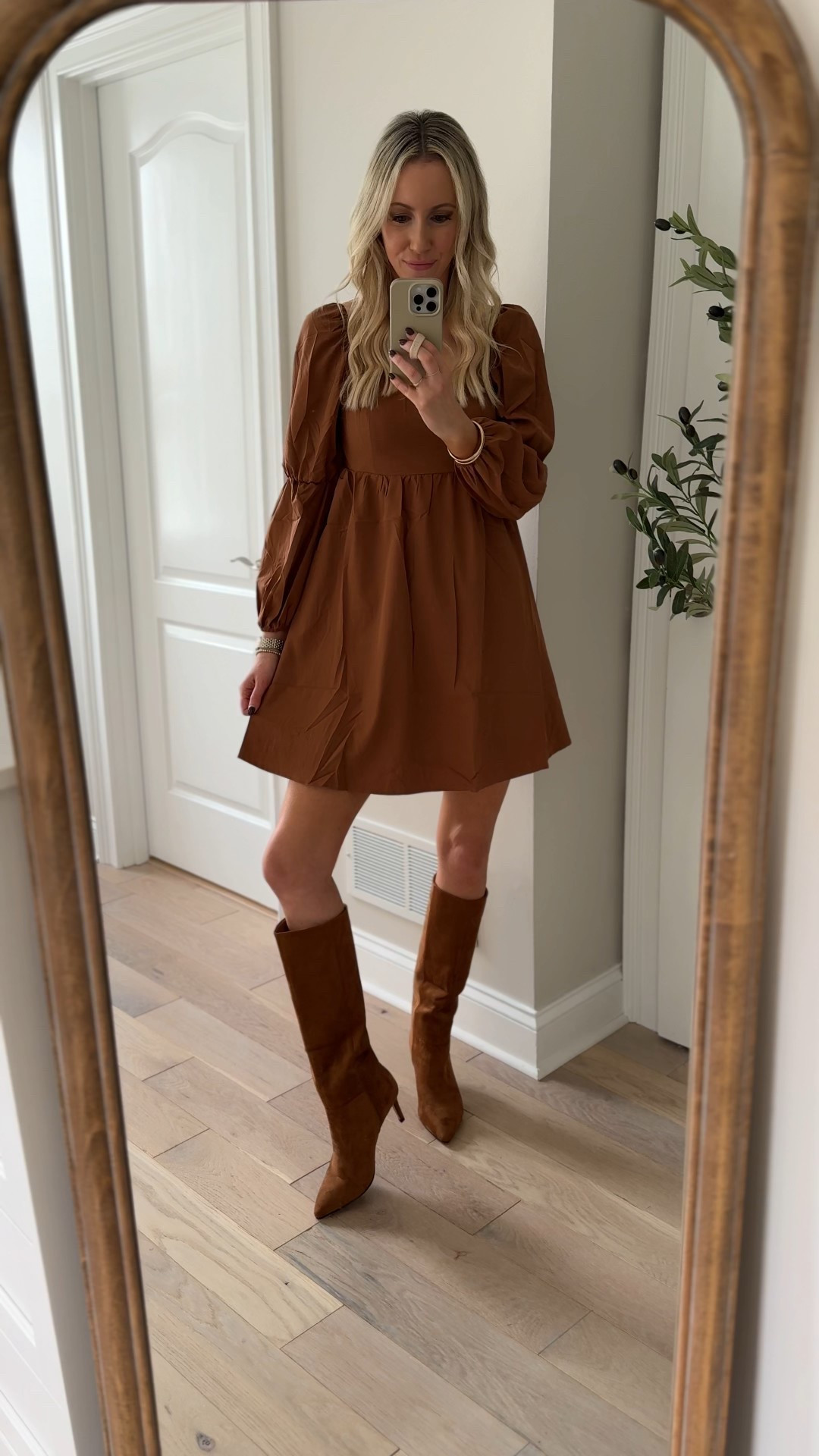 Family photo dress from Amazon! 🍂Love this brown mini dress! The gathering on the sleeves is such a cute detail! The back has smocking! The smocking is so good and it has pockets! It’s so comfy, easy, and affordable! It is super cute with flats, too, which is what my photographer prefers me to wear during our photo session! I’m 5’7” for reference. Would also be perfect for a country concert or dress up for a fall wedding! I’m wearing the smallest size. 

Outfit ideas, Amazon style, Amazon fashion, Amazon finds, Amazon must haves, Amazon dress, Amazon favorites, Amazon outfit, Amazon try on, affordable outfit, affordable style, long sleeve dress, affordable fashion, fall ootd, look for less, Free People,  Anthropologie, Pinterest fashion, Pinterest outfit, Pinterest style, Pinterest inspo Pinterest aesthetic

#LTKFindsUnder50 #LTKWedding #LTKFindsUnder100