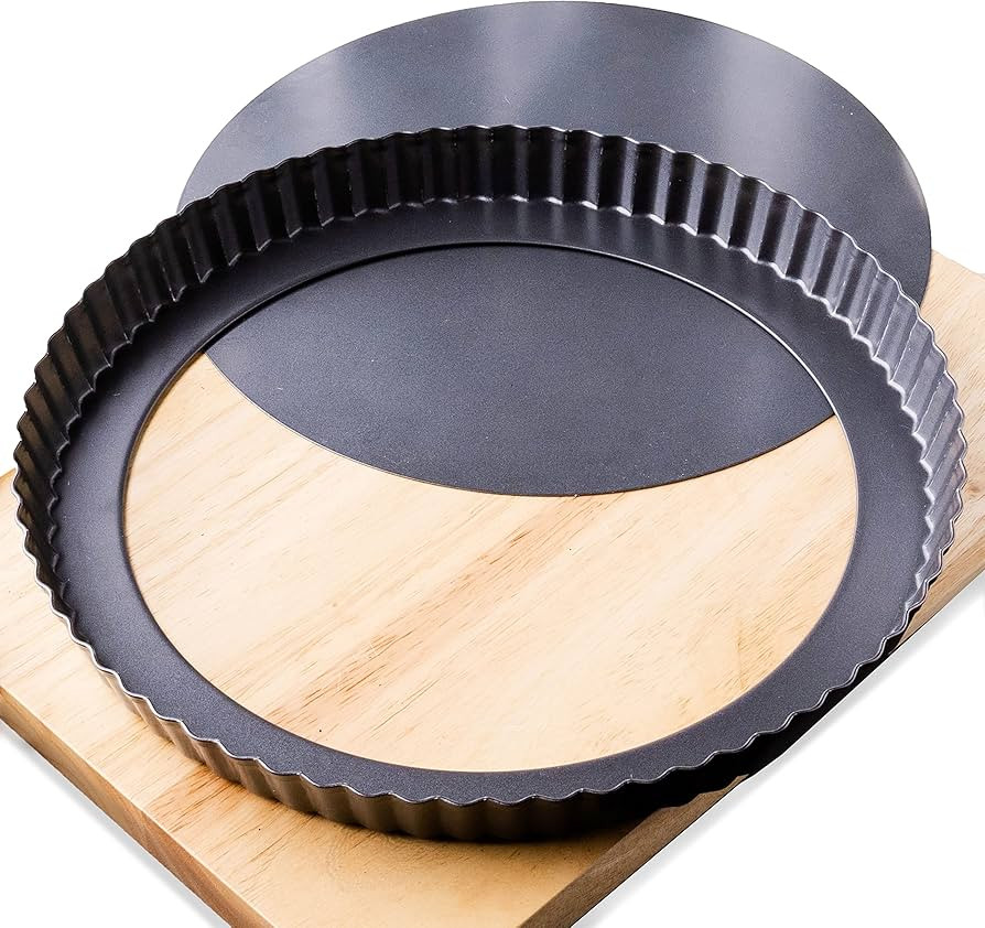 Tart Pan 9 Inch Removable Bottom- Carbon Steel Quiche Pan, Rust & Temperature Resistant Quiche Ba... | Amazon (US)