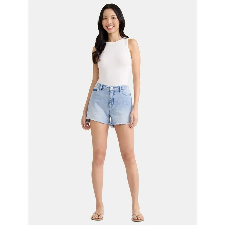 Time and Tru Women's High Rise Denim Short, 4" Inseam, Sizes 2-20 | Walmart (US)