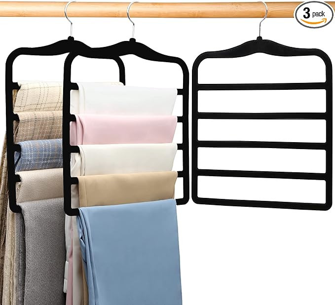 Closet Organizers and Storage,3 Pack Organization and Storage Pants-Hangers-Space-Saving,Velvet H... | Amazon (US)
