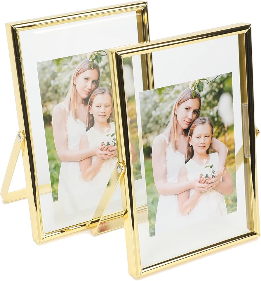 AhaGo Floating Picture Frame (2 Set, Gold, 4"x6") , Suitable for Multiple Photo Sizes (3x5, 2x3, ... | Amazon (US)