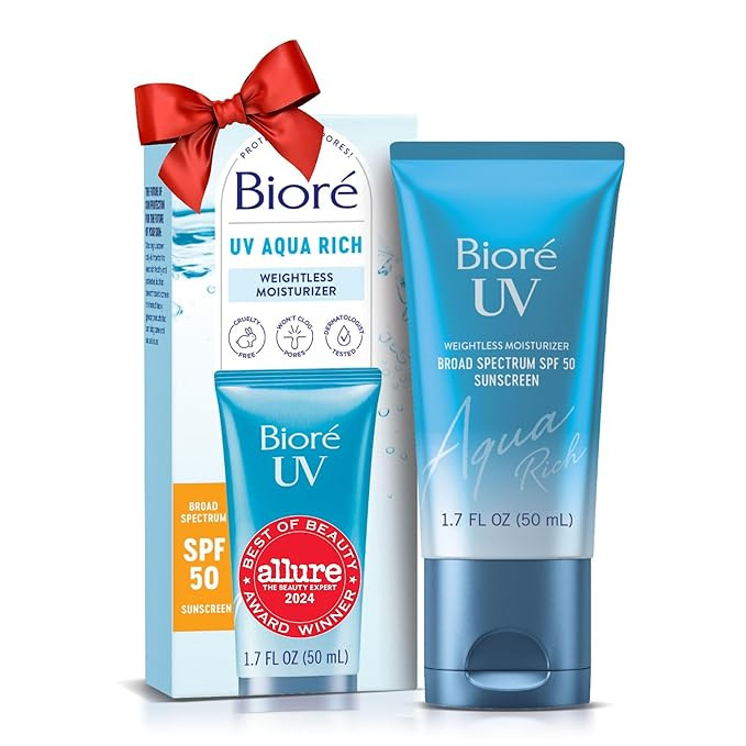 Biore UV Aqua Rich Daily Hydrating Facial Moisturizer with SPF 50 | Oil Free Sunscreen & Primer f... | Amazon (US)