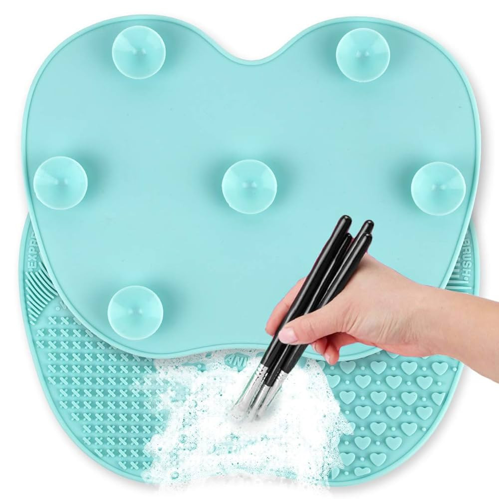 Silicon Makeup Brush Cleaning Mat Makeup Brush Cleaner Pad Cosmetic Brush Cleaning Mat Portable W... | Amazon (US)