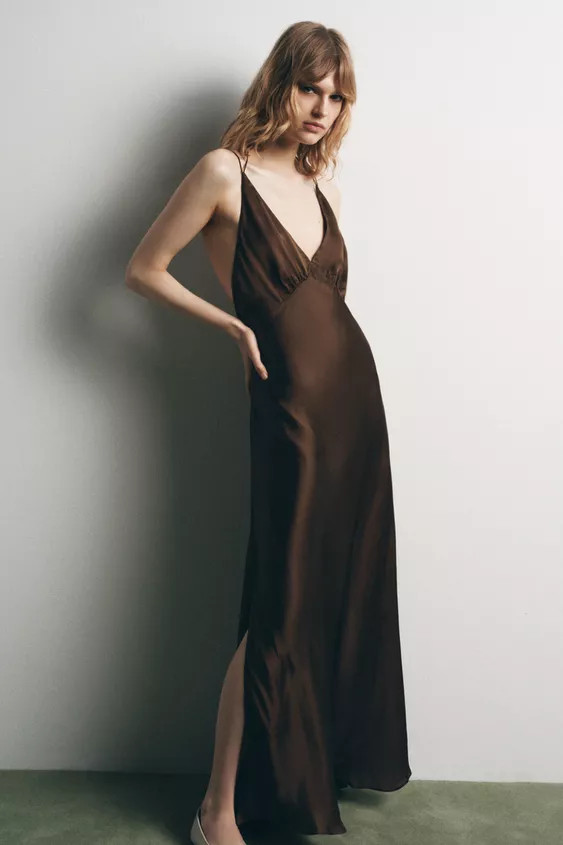 SATIN DRESS WITH LOW-CUT BACK | Zara UK