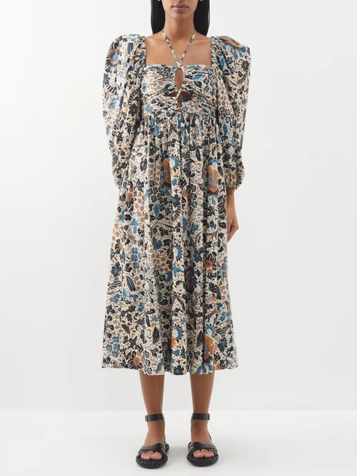 Ulla Johnson - Alessa Floral-print Cotton-poplin Midi Dress - Womens - Multi | Matches (US)