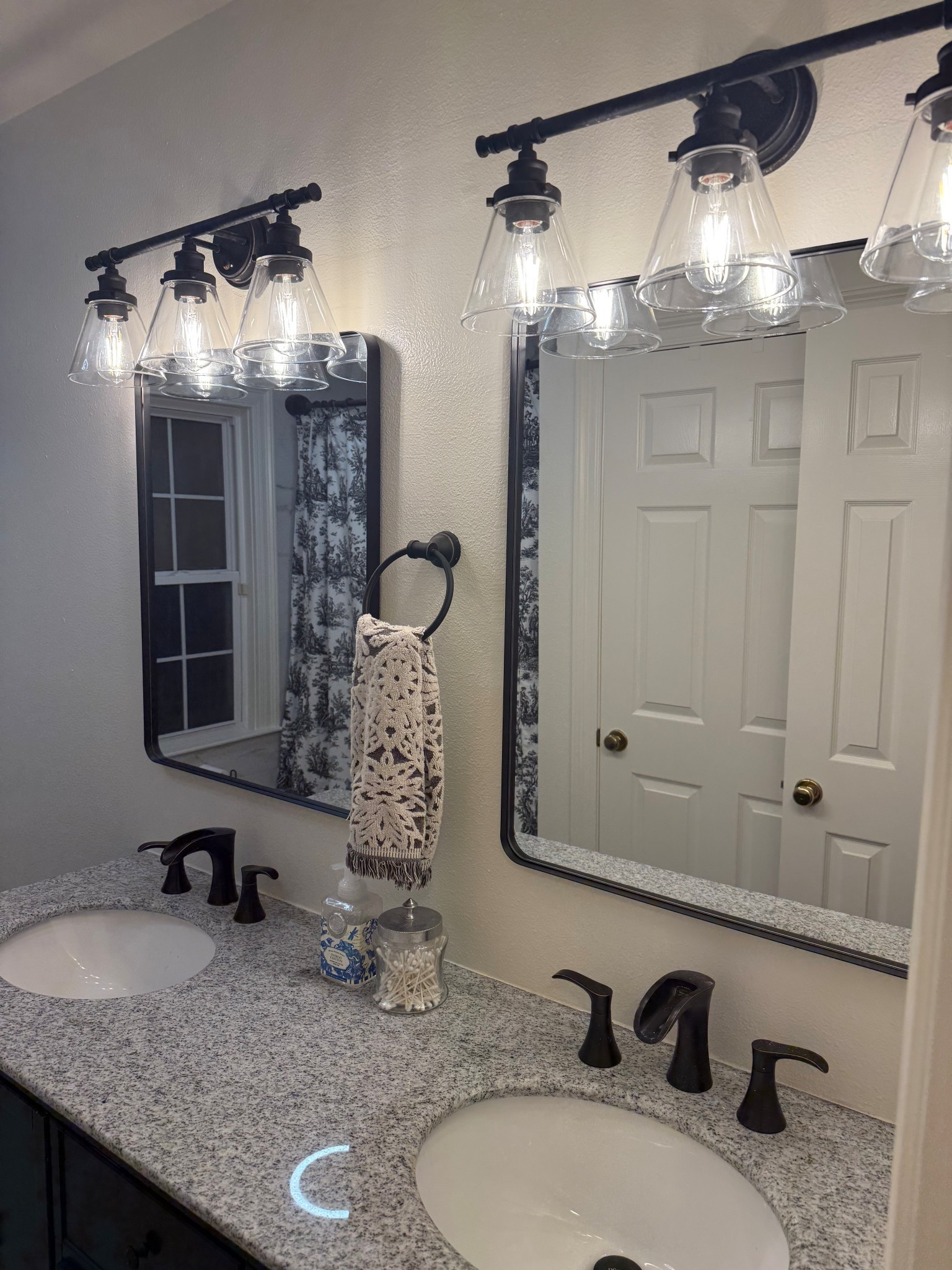 Loving these clean and modern mirrors! They totally upgraded the look of our guest bathroom. I am in love with this toile shower curtain I stumbled upon as well 🖤 the black and white color scheme keeps the bathroom feeling so clean and crisp!

#LTKFindsUnder100 #LTKHome #LTKFindsUnder50