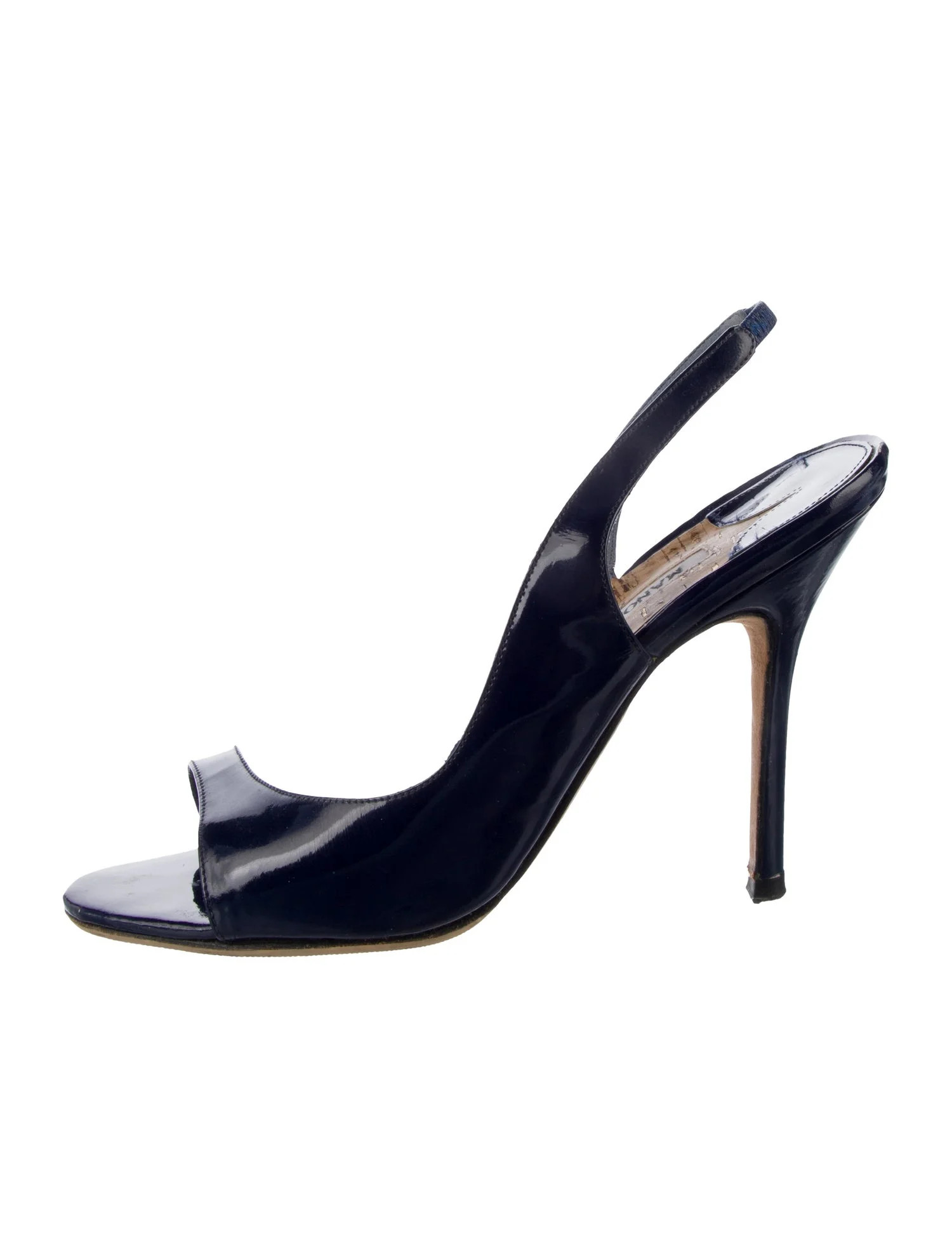 Manolo Blahnik Patent Leather Slingback Sandals - Blue Sandals, Shoes - MOO338179 | The RealReal | The RealReal