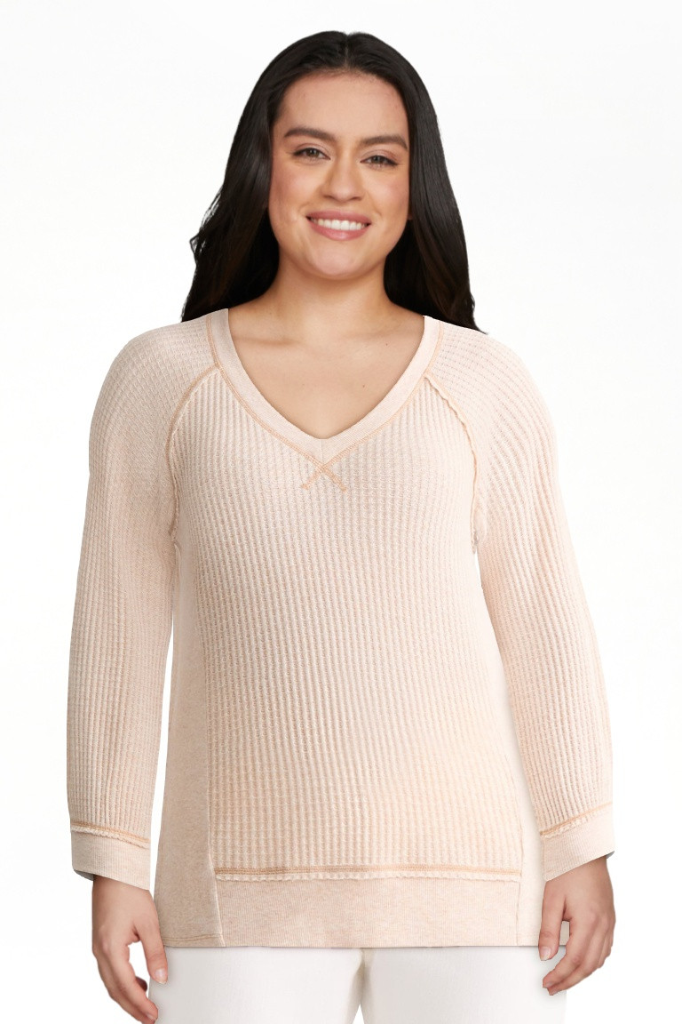 Time and Tru Women's and Women's Plus V Neck Tunic Sweatshirt with Long Sleeves, Sizes XS-4X | Walmart (US)