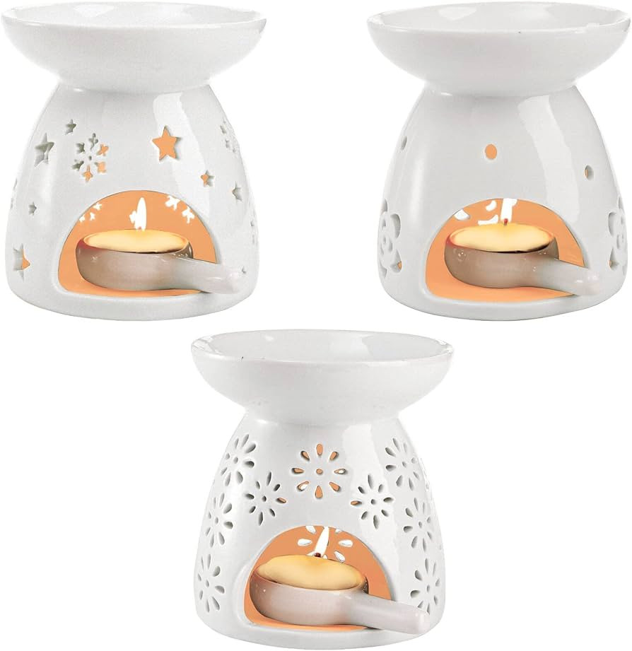 Lawei Set of 3 Ceramic Tealight Candle Holder, Essential Oil Burner Wax Melt Burners, Aromatherap... | Amazon (US)