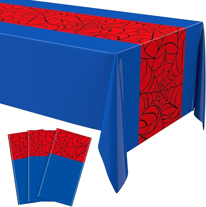 3 Pcs Spider Theme Birthday Party Tablecloth 54 x 108 Inch Plastic Disposable Hero Table Cover La... | Amazon (US)