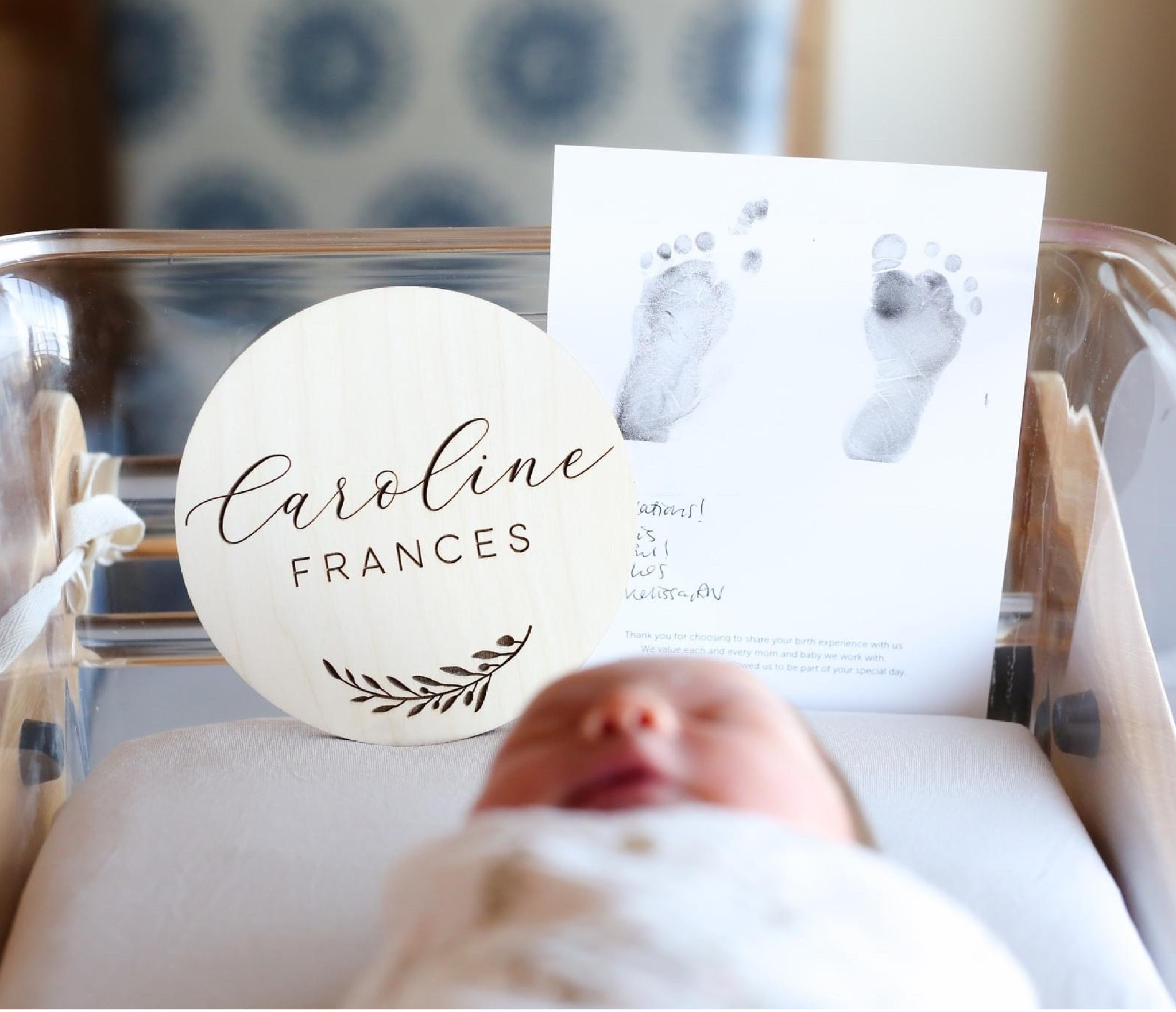 Fresh 48 🩷 I bought her name sign from an Etsy shop and brought a neutral bassinet sheet from home. 

#LTKkids #LTKbump #LTKbaby