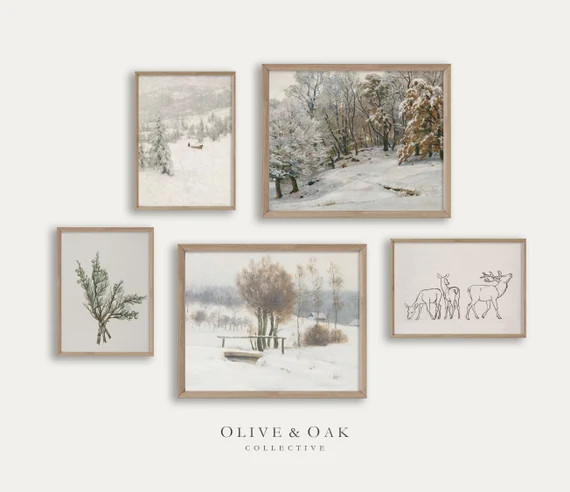 Winter Gallery Wall Print SET / Set of Rustic Snow Landscape | Etsy | Etsy (US)