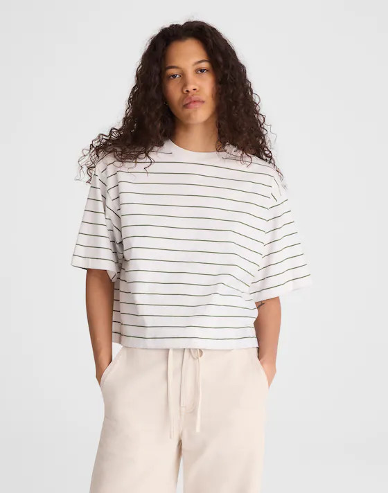 The Boxy Crop Tee in Allday Jersey | Madewell