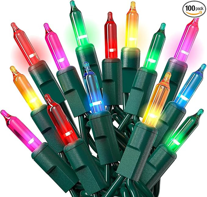 PREXTEX Christmas String Lights with Green Wire - 100 Count, 20 Ft Multicolored Christmas Tree Li... | Amazon (US)
