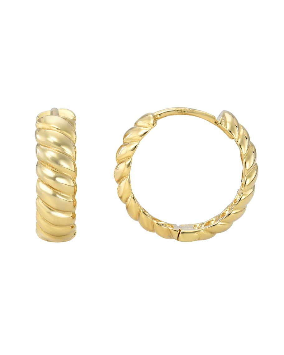 Zoe Lev Jewelry 14k Gold Braided Huggie Earrings | Neiman Marcus