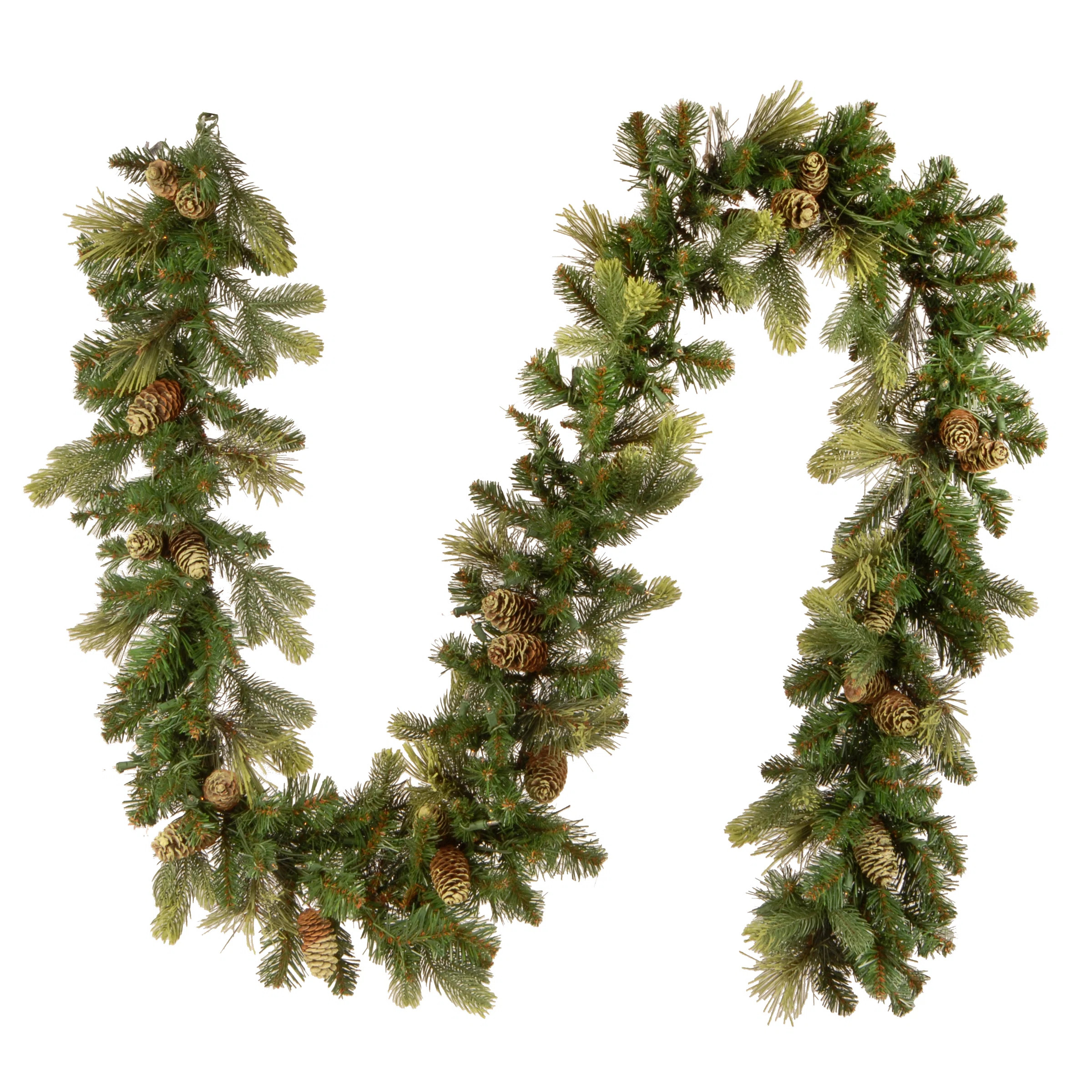 9ft. Carolina Pine Garland with Clear Lights | Wayfair North America