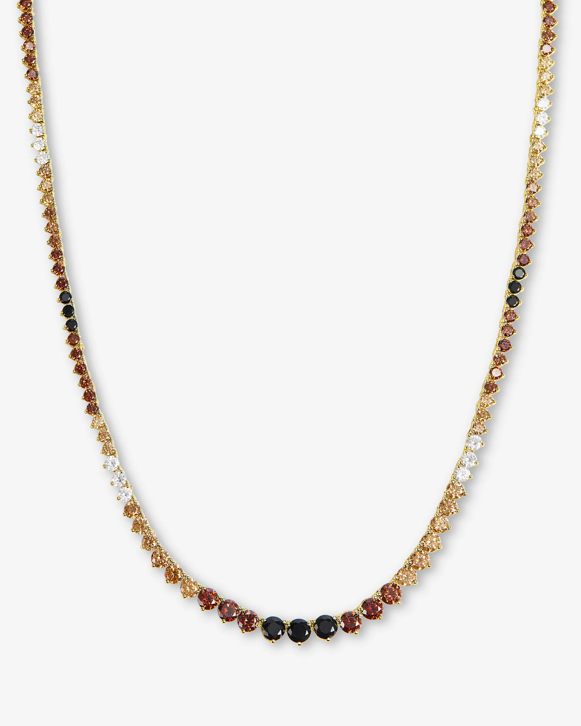 Not Your Basic Graduated Ombré Tennis Necklace 18" - Gold|Chocolate Ombré | Melinda Maria Jewelry