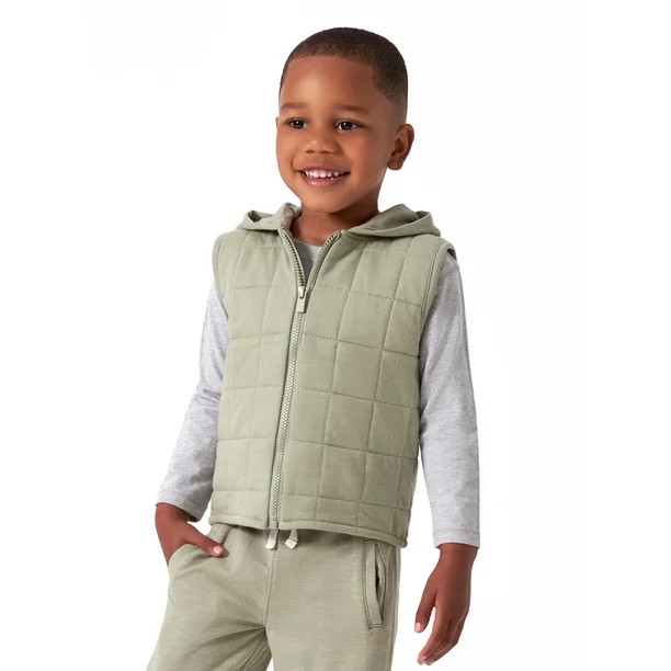 Modern Moments by Gerber Baby and Toddler Boy Quilted Hooded Zip Vest, Sizes 12M-5T - Walmart.com | Walmart (US)