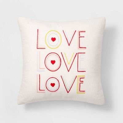 Valentine's Day Rainbow 'Love' Throw Pillow Ivory - Spritz™ | Target