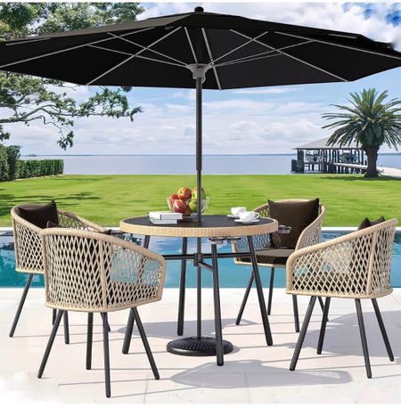 Cute patio dining, set on sale. Outdoor furniture, outdoor umbrella, patio furniture.

#LTKHome #LTKSeasonal #LTKSaleAlert