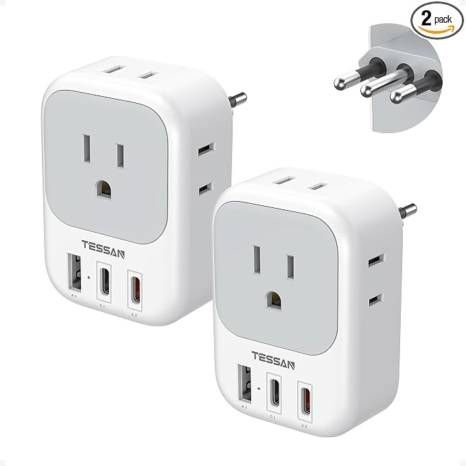 TESSAN Italy Travel Plug Adapter 2 Pack Type L | Amazon (US)