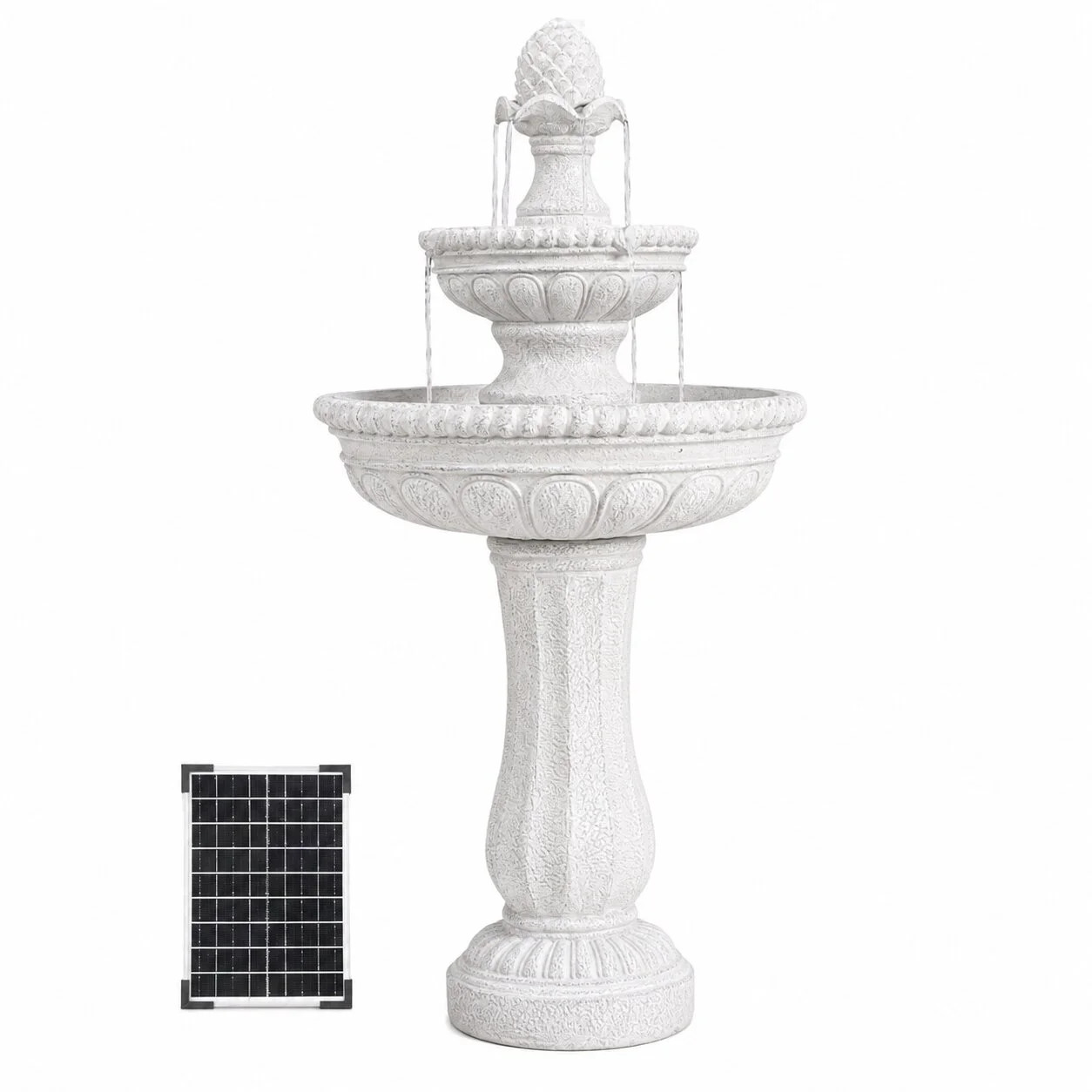 XBrand 39" 2-Tier Outdoor Freestanding Solar Water Fountain - Classic Design, White Resin Bird Ba... | Walmart (US)