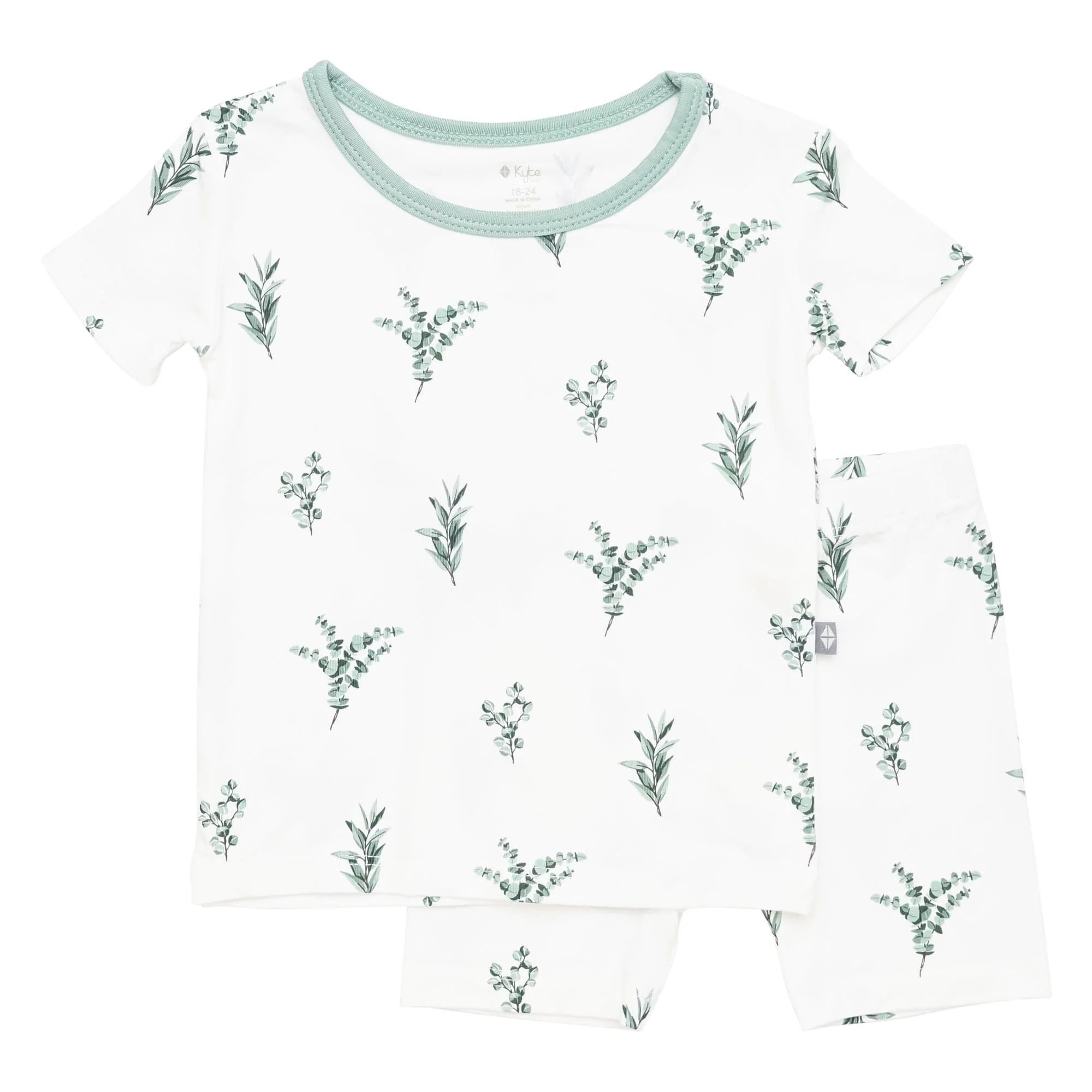 Short Sleeve Pajamas in Eucalyptus | Kyte BABY