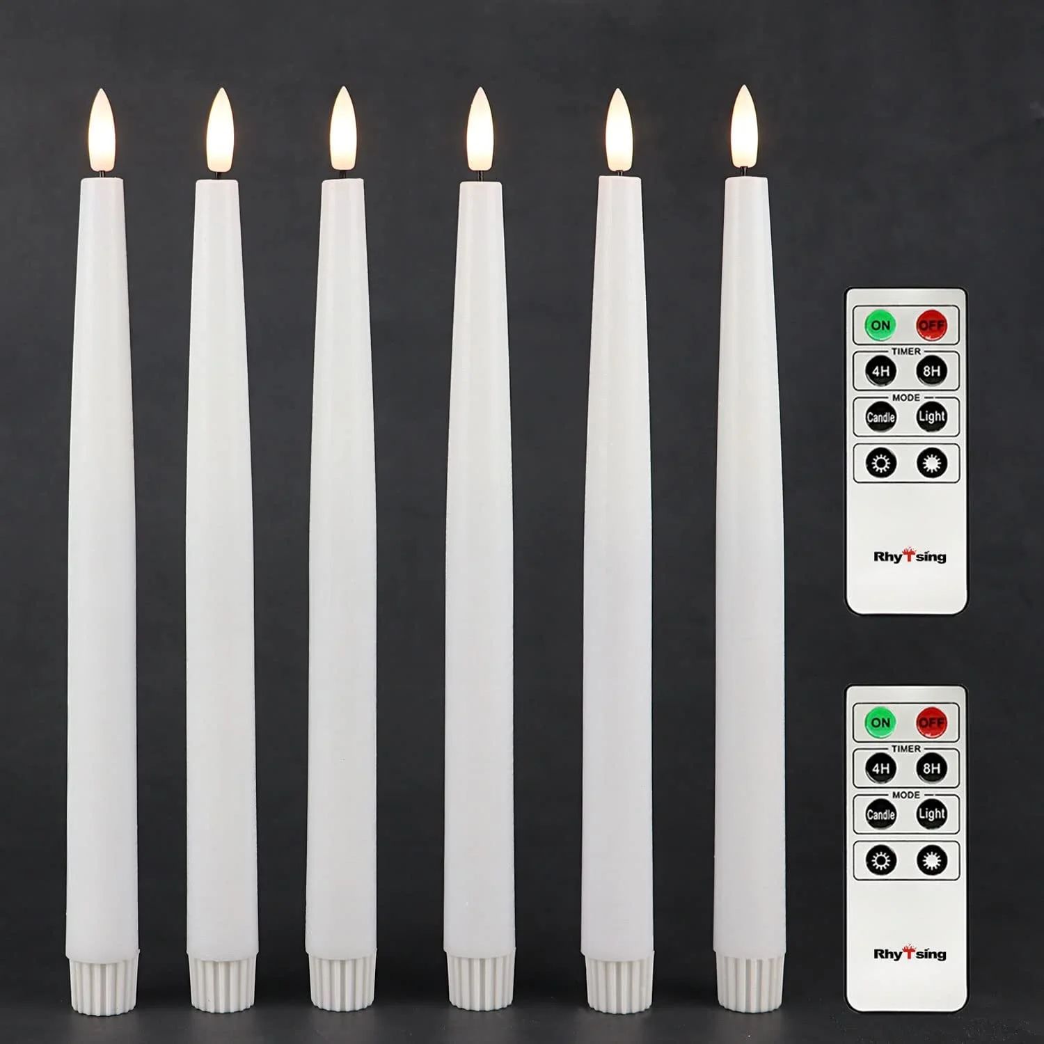 Rhytsing 11.4" 6Pcs White Flameless Taper Candles with Timer -2 Remotes Incl. | Walmart (US)