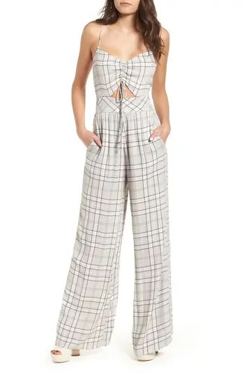 Women's Afrm Milan Tie Front Jumpsuit, Size X-Small - Grey | Nordstrom