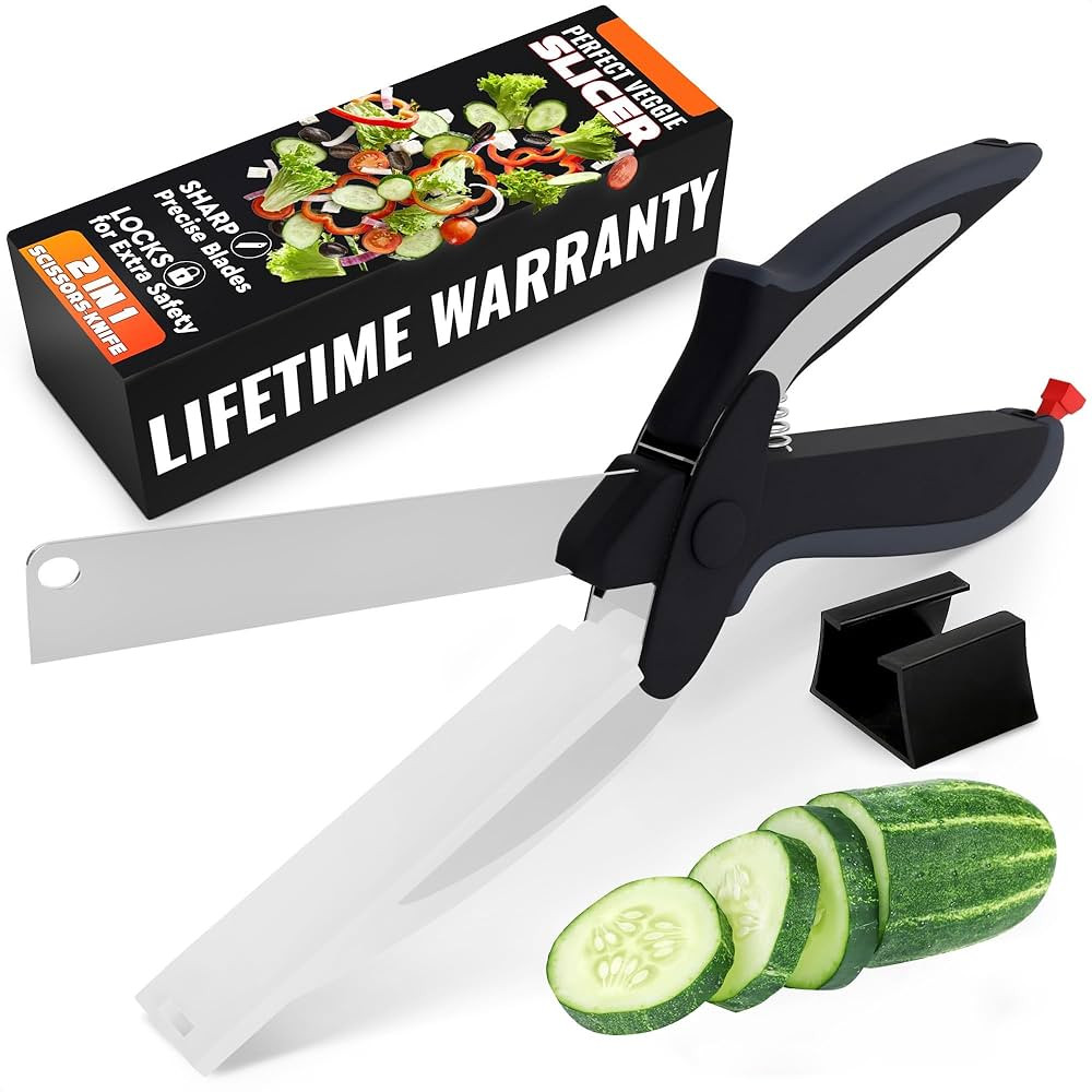 Cutting Board Scissors - 2 In 1 Kitchen Scissors with Cutting Board Knife Combo with Safety Lock ... | Amazon (US)