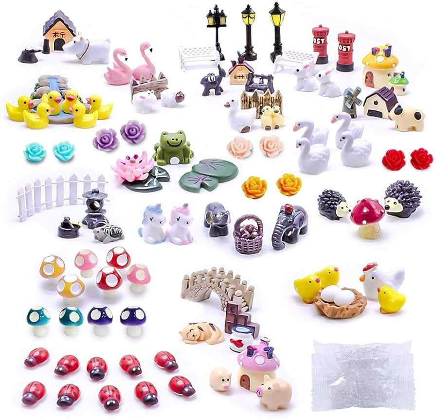 Dracarys Selected 100 Pcs Fairy Garden Accessories, Mini Resin Animals, Miniature Figurines, Micr... | Amazon (US)