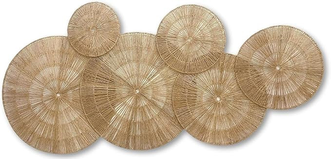 21.6 inch Wicker Wall Decor Set – Boho Wall Basket Decor with Jute Rope, Large Circle Wall Bask... | Amazon (US)