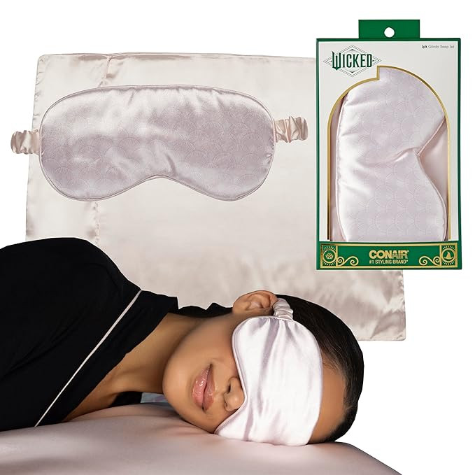 Wicked Glinda Satin Sleep Set - 1 Pillow Case & 1 Sleep Mask - Gifts for her - self Care - Scunci... | Amazon (US)