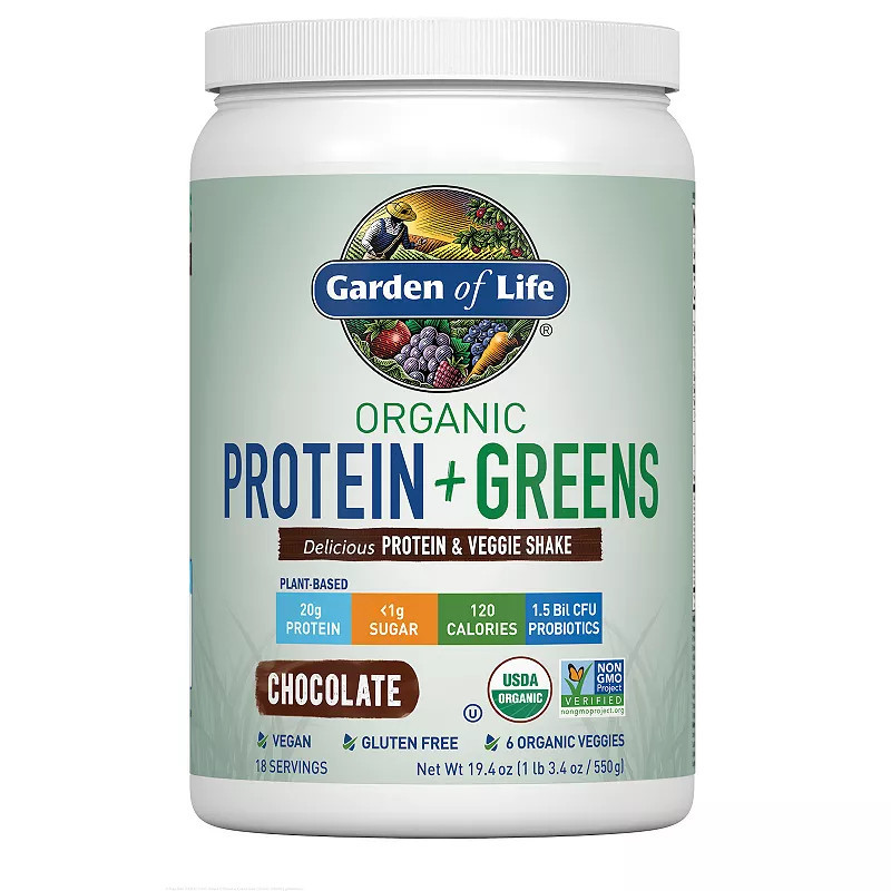 Garden of Life Organic Protein + Greens Powder - Chocolate, Brown | Kohl's
