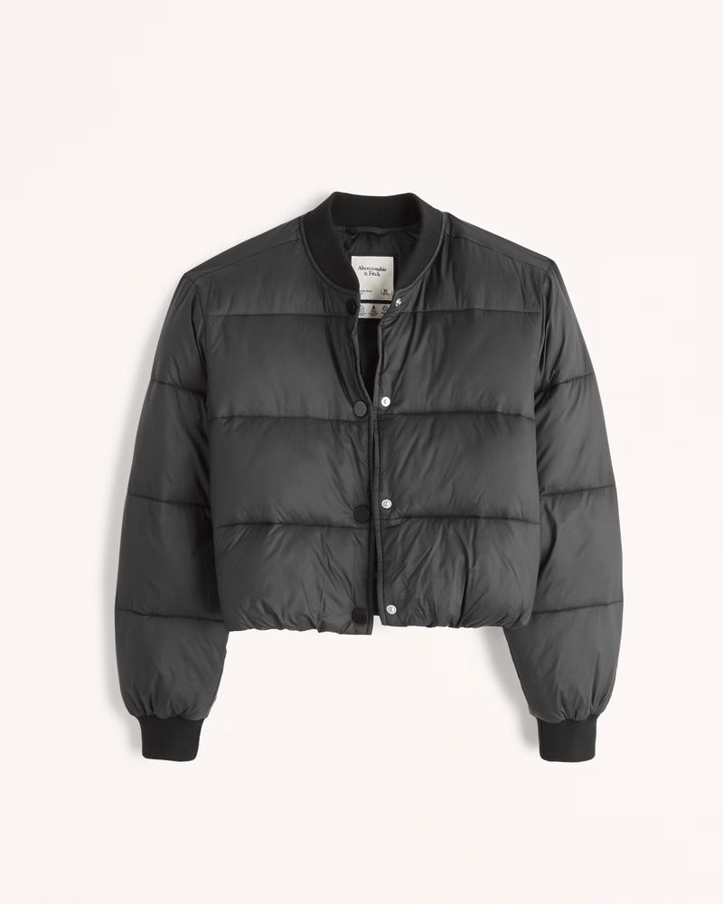 Women's Cropped Bomber Jacket | Women's | Abercrombie.com | Abercrombie & Fitch (US)