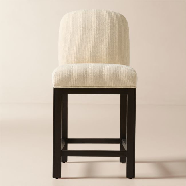 Rise White Upholstered Counter Stool | CB2