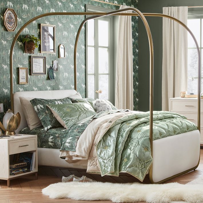 Metal Upholstered Canopy Bed | Pottery Barn Teen
