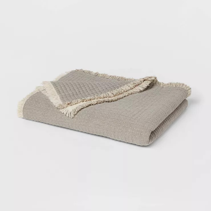 60"x80" Woven Bed Throw Gray - Threshold™ | Target