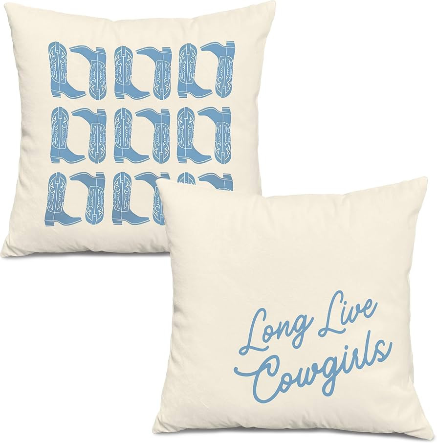 Long Live Cowgirls Western Pillow Covers 18x18 Set of 2, Coastal Cowgirl Room Decor, Cowgirl Bedr... | Amazon (US)
