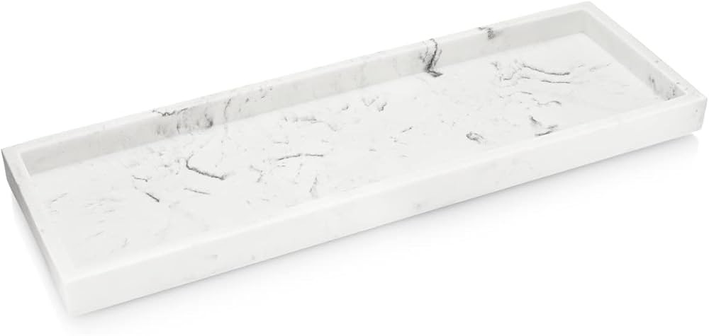 White Marble Luxury Bathroom Vanity Tray, Rectangular Cosmetic Tray. | Amazon (US)