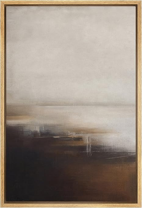 SIGNFORD Framed Canvas Print Wall Art Neutral Abstract Coastal Landscape Soft Brown and Beige Hue... | Amazon (US)
