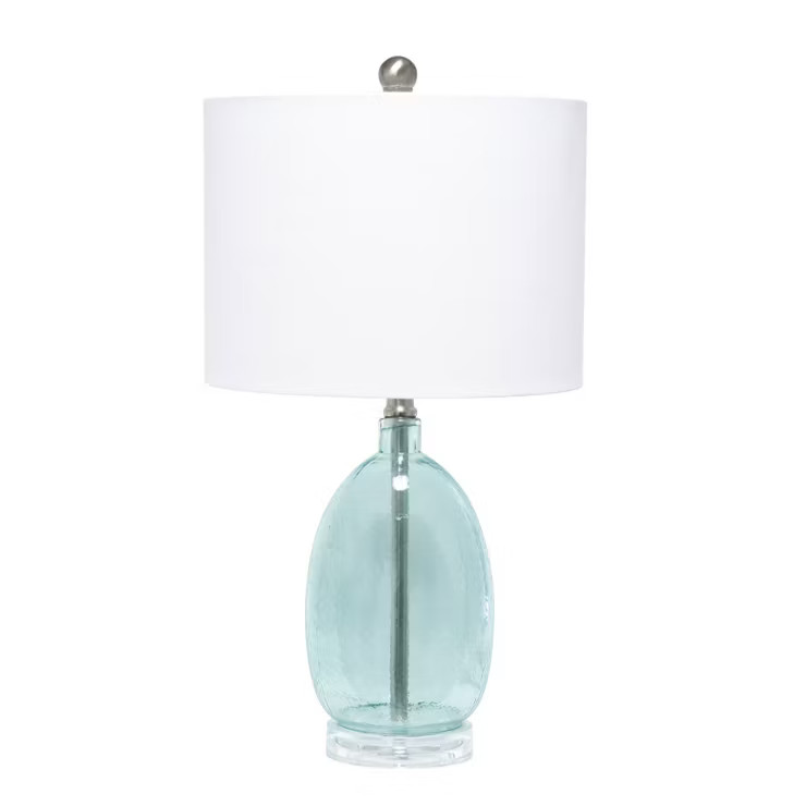 Glass Table Lamp with White Drum Shade Blue - Lalia Home | Target