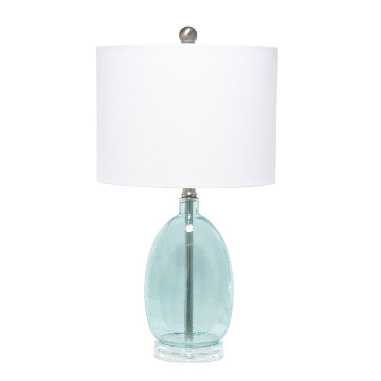 Glass Table Lamp with White Drum Shade Blue - Lalia Home | Target