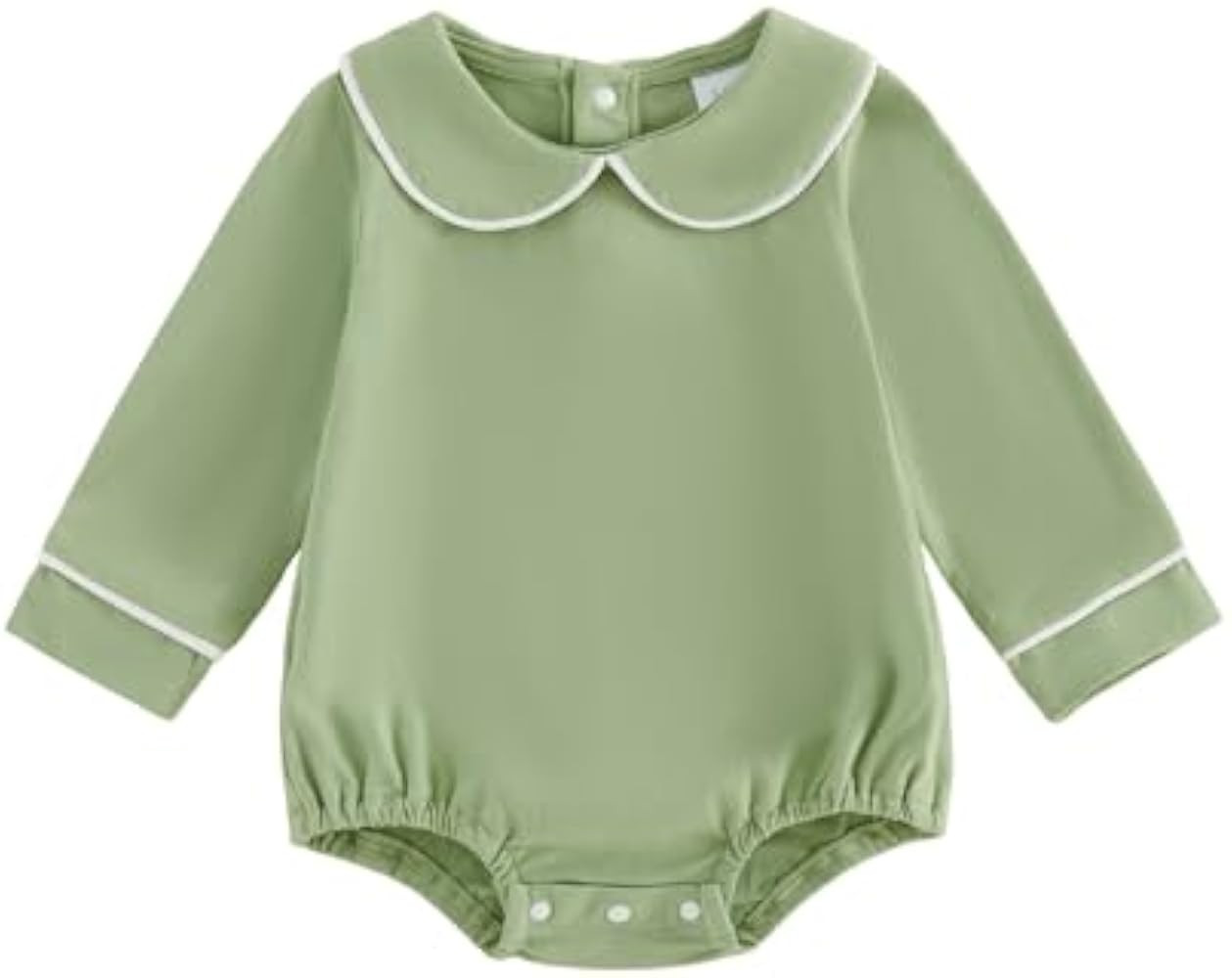 Balaflyie Baby Boy Girl Bubble Romper Long Sleeve Plain Collar Bodysuit | Amazon (US)