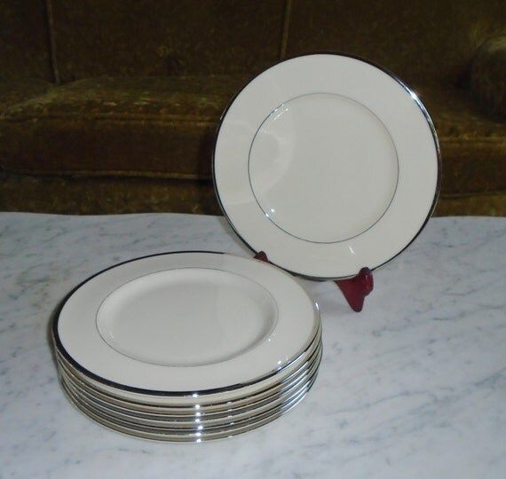 8 Lenox Montclair Ivory Platinum 8 3/8 inch Salad Plates | Etsy (US)