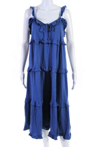 J Crew Womens Tie Front Keyhole Tiered Ruffle Midi Dress Blue Size Small  | eBay | eBay US