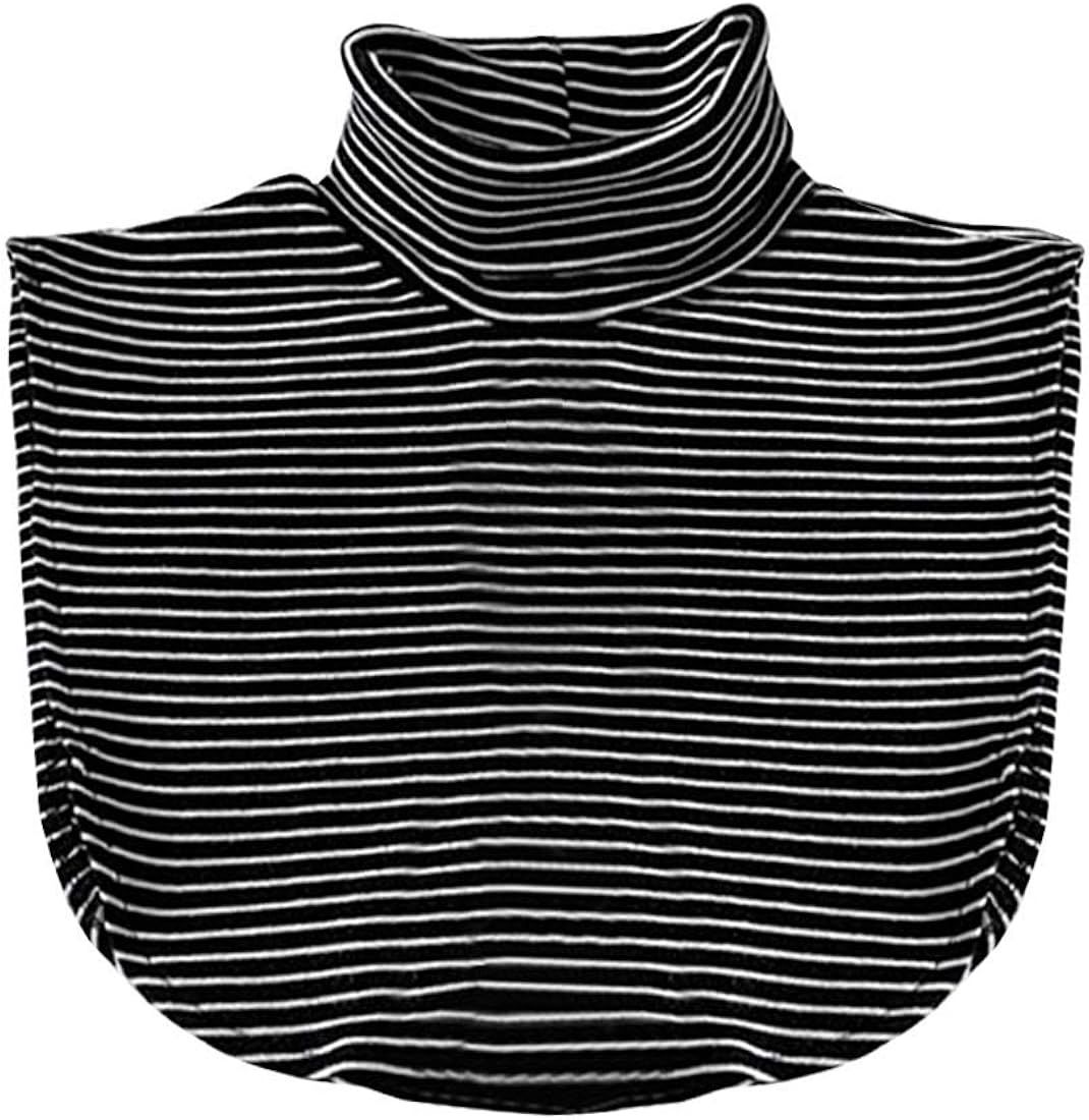 Joyci Women's Solid Stripe Turtleneck Dickey Collar Wear Outer or in Sweater Hoodie High Neck Moc... | Amazon (US)